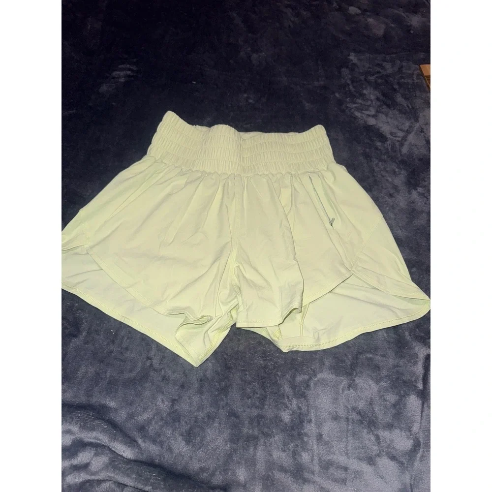 Outdoor Voices Rectrek Shorts Womens Small Lime Green Smocked High Rise RN147908